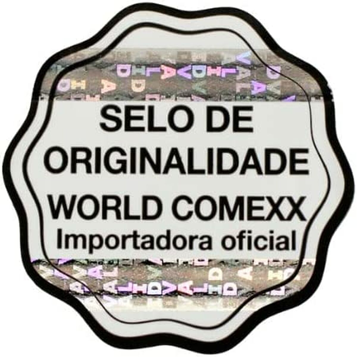 Selo de originalidade de World Comexx, importadora oficial para garantir l'authenticité des produits.