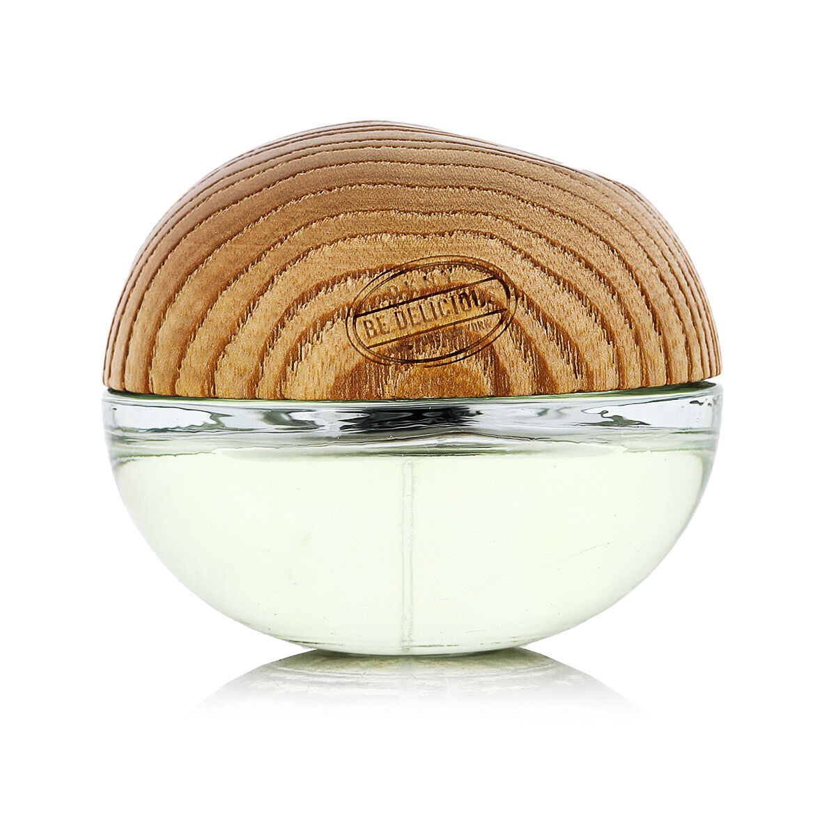 Parfum Femme DKNY Be Delicious Coconuts About Summer EDT en flacon de 50 ml, design élégant en bois et verre.