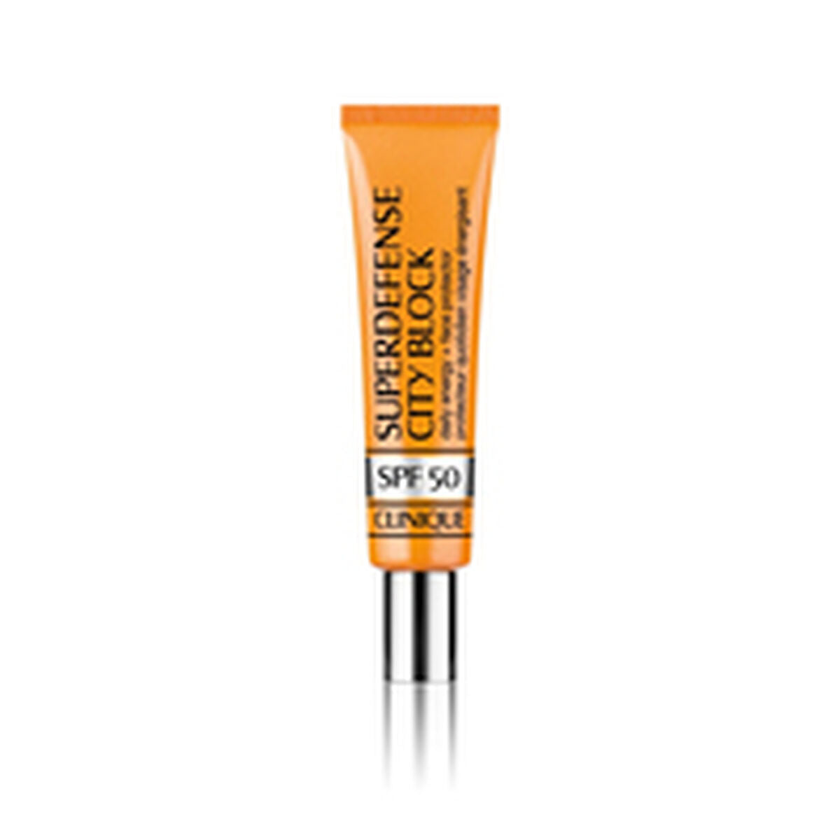 Clinique Superdefense City Block SPF 50 sunscreen cream 40 ml in orange tube for sun protection and skin health.