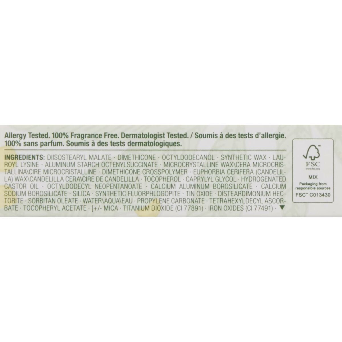 Ingredients list for Clinique POP LONGWEAR lipstick, including allergy-tested and fragrance-free details.