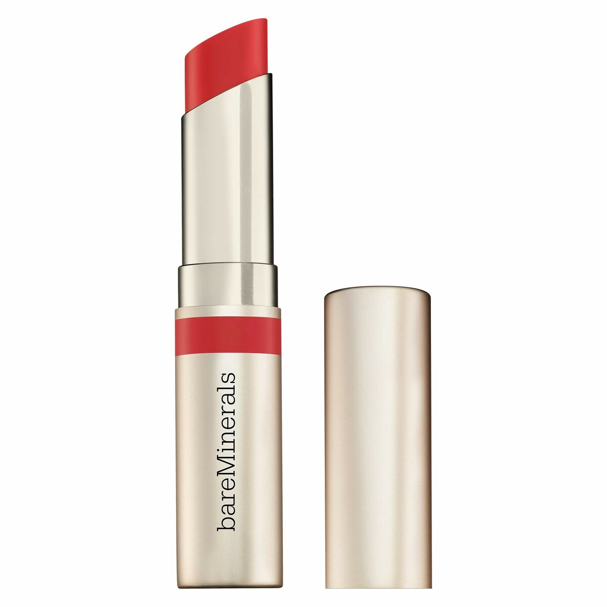 bareMinerals DEWY LIP lipstick in red, 2.3g vegan, cruelty-free, made with natural ingredients.