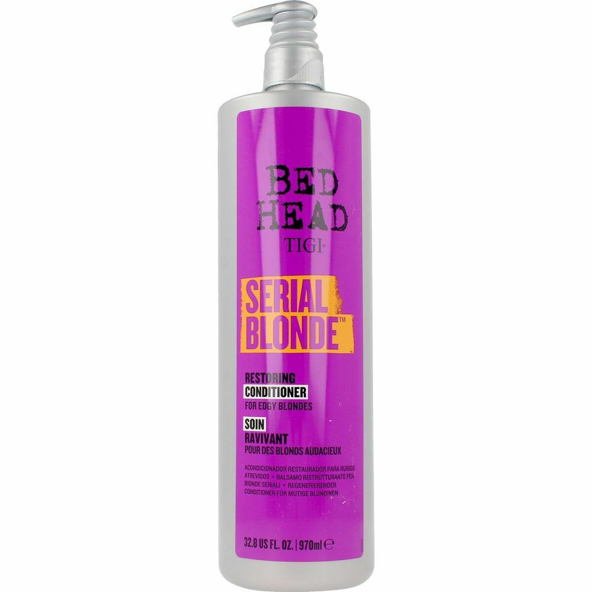 Tigi Bed Head Serial Blonde Purple Conditioner bottle for colored and blonde hair, 970 ml, unisex hair care product.