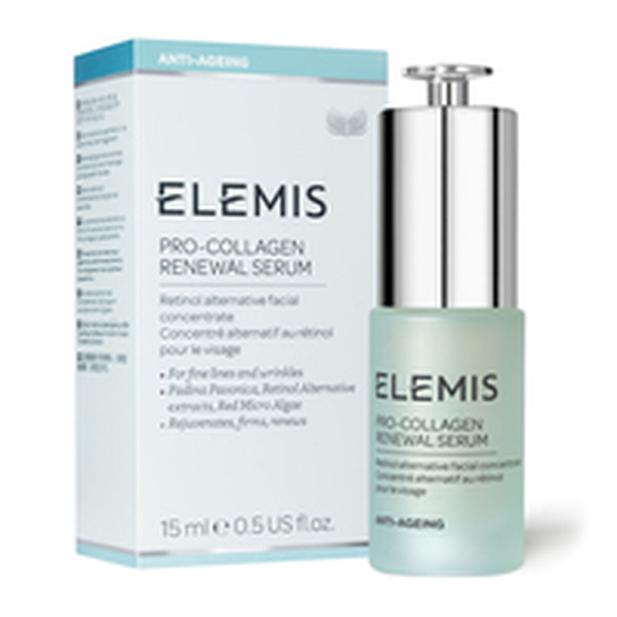 Sérum visage Elemis Collagen 15 ml, soin anti-âge, pour tous types de peau, texture légère, unisexe.