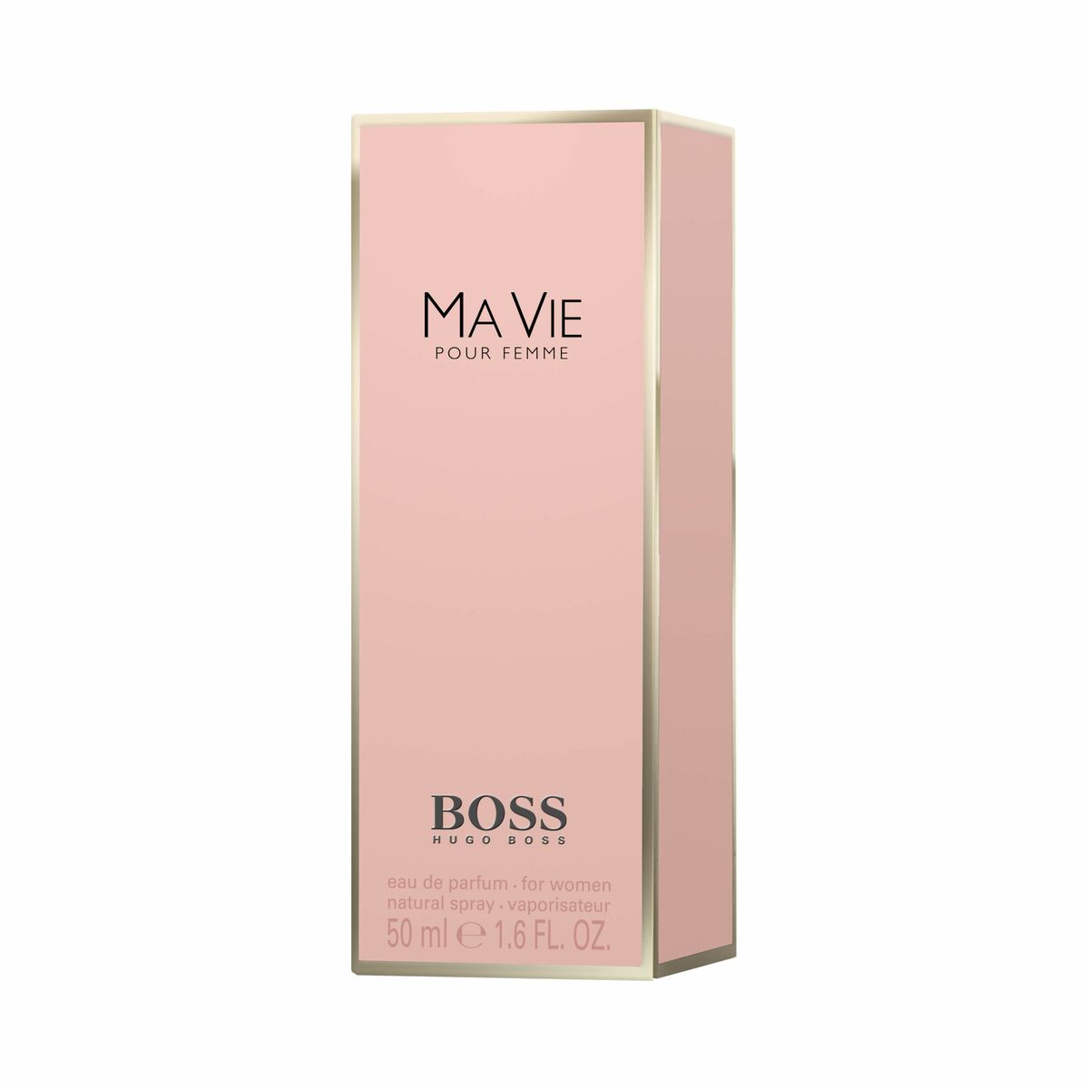 Parfum Femme Hugo Boss Ma Vie pour Femme EDP 50 ml, packaging design, elegant fragrance for women.