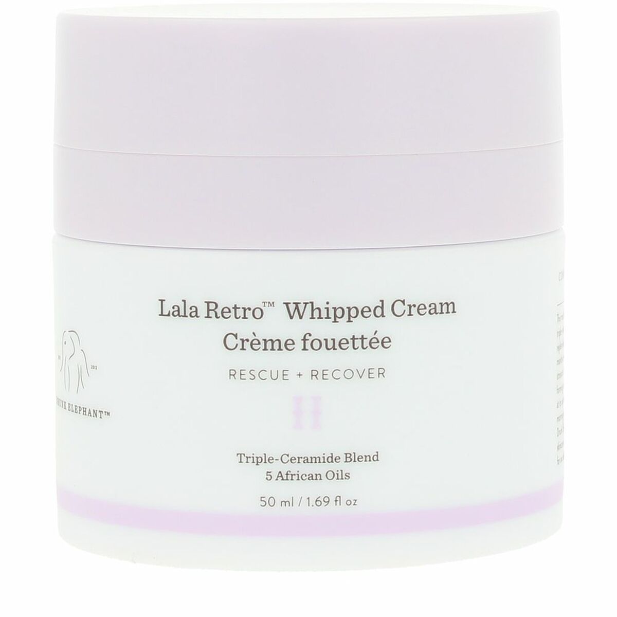 Crème visage Drunk Elephant Lala Retro Whipped Cream 50 ml, sans parfum, emballage durable, crème hydratante