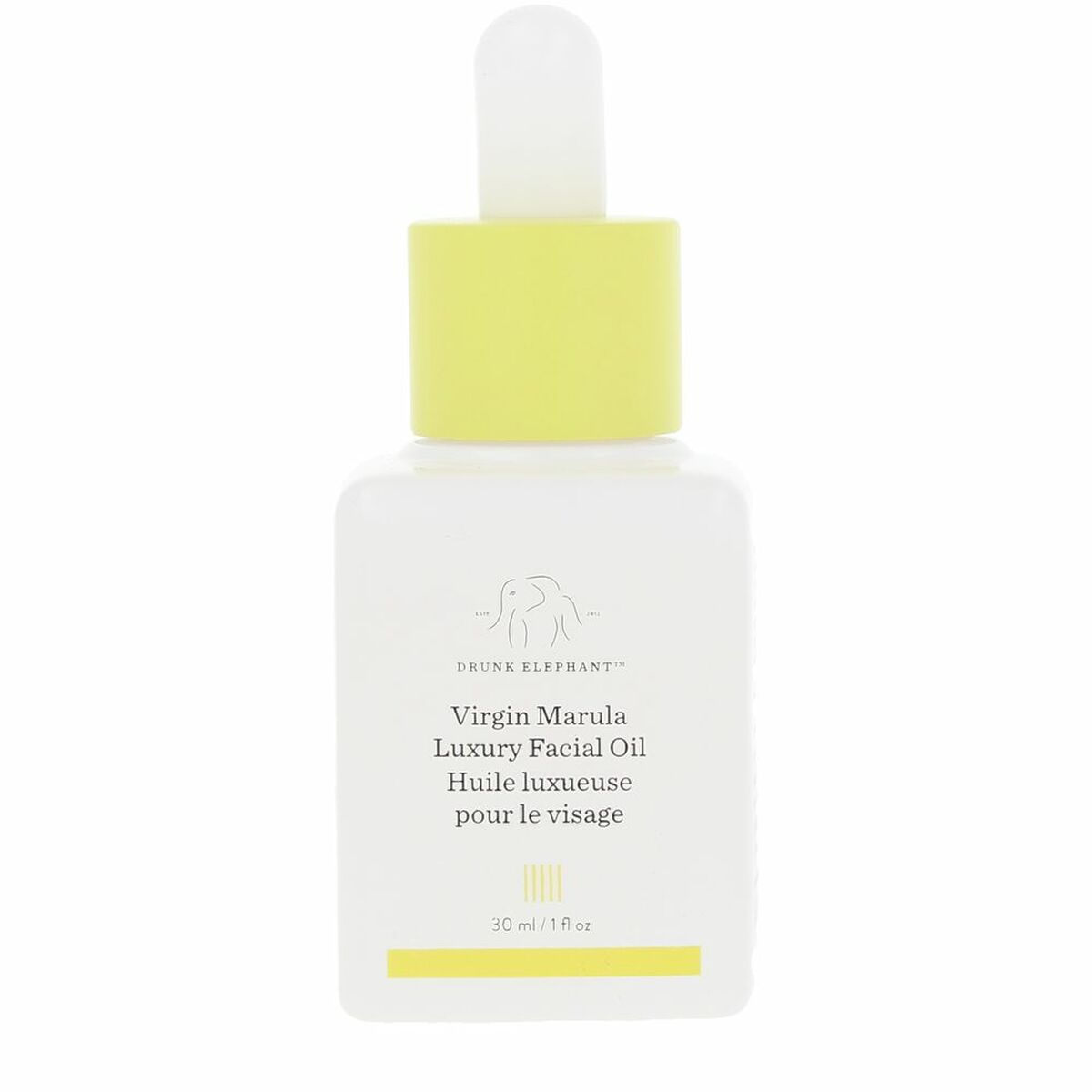 Huile visage Drunk Elephant VIRGIN MARULA LUXURY 30 ml, soin cosmétique de luxe pour la beauté.