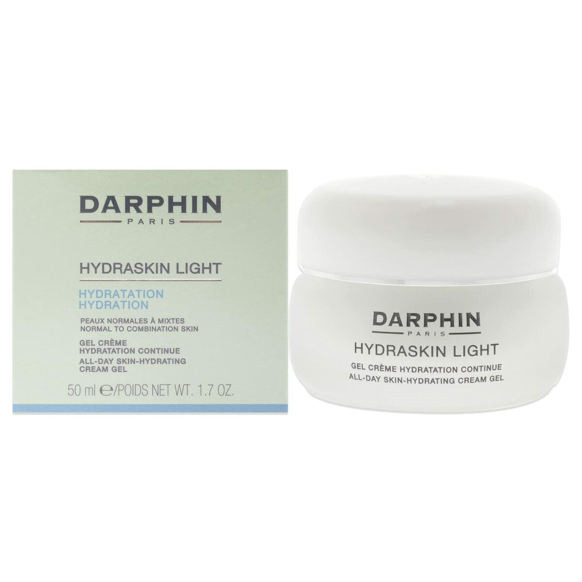 Crème hydratante Darphin Hydraskin Light 50 ml pour peau normale à mixte, gel crème pour hydratation quotidienne.