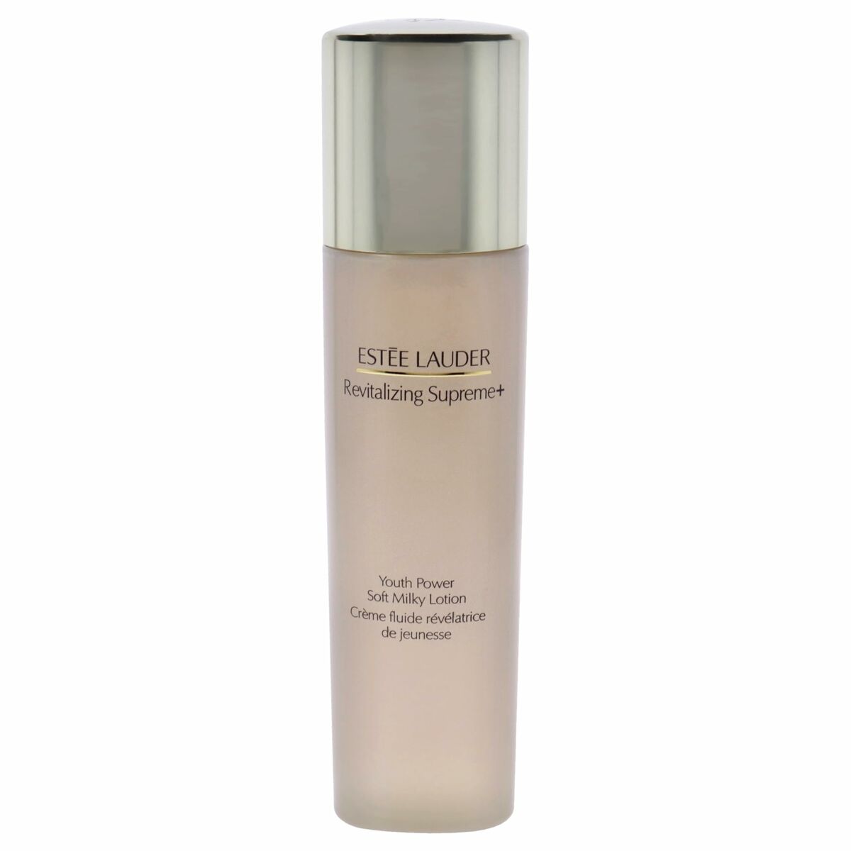 Estee Lauder Revitalizing Supreme+ Youth Power Soft Milky Lotion, 100ml bottle for rejuvenating skin care.