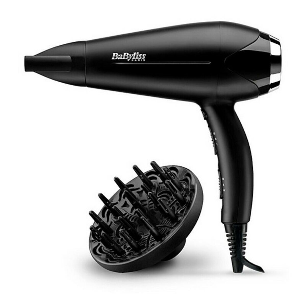 Sèche-cheveux Babyliss D572DE 2200W Noir avec diffuseur et embout concentrateur d'air.