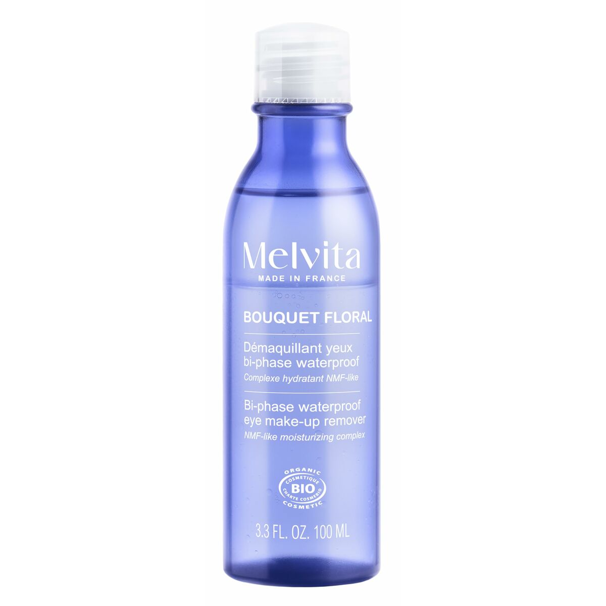 Démaquillant visage Melvita BOUQUET FLORAL DETOX, bio et hydratant, 100ml, pour un démaquillage doux.