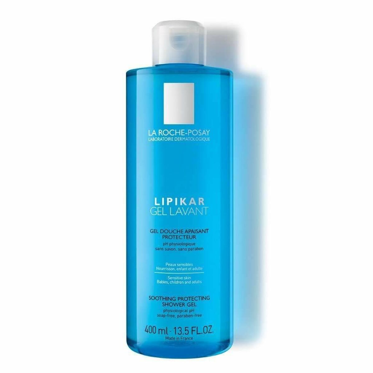 Gel de douche apaisant La Roche-Posay, Lipikar, soin protecteur, 400ml, idéal pour une hygiène douce.