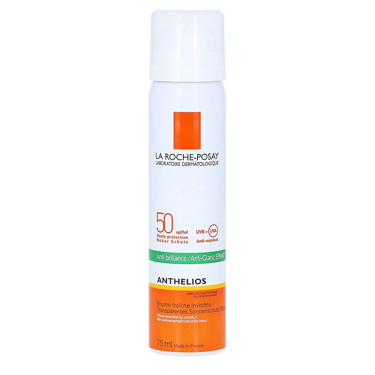 Brume Solaire Protectrice La Roche-Posay SPF 50, 75 ml, pour peau sensible, protection solaire efficace.