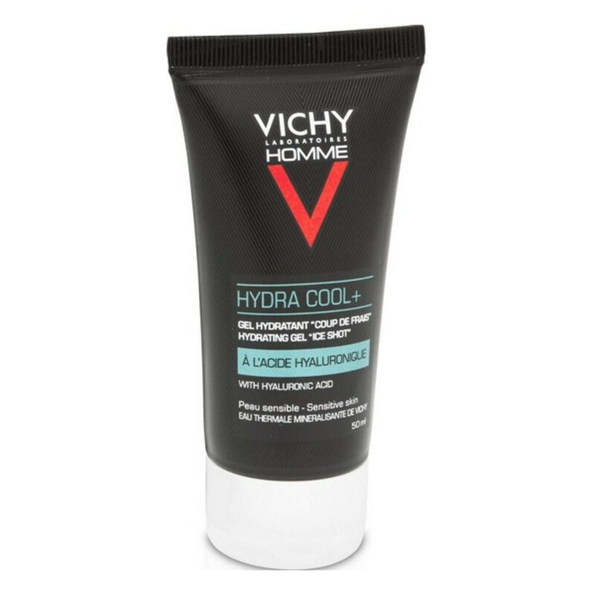 Vichy Hydra Cool+ hydrating gel for sensitive skin with hyaluronic acid in a 50ml tube.