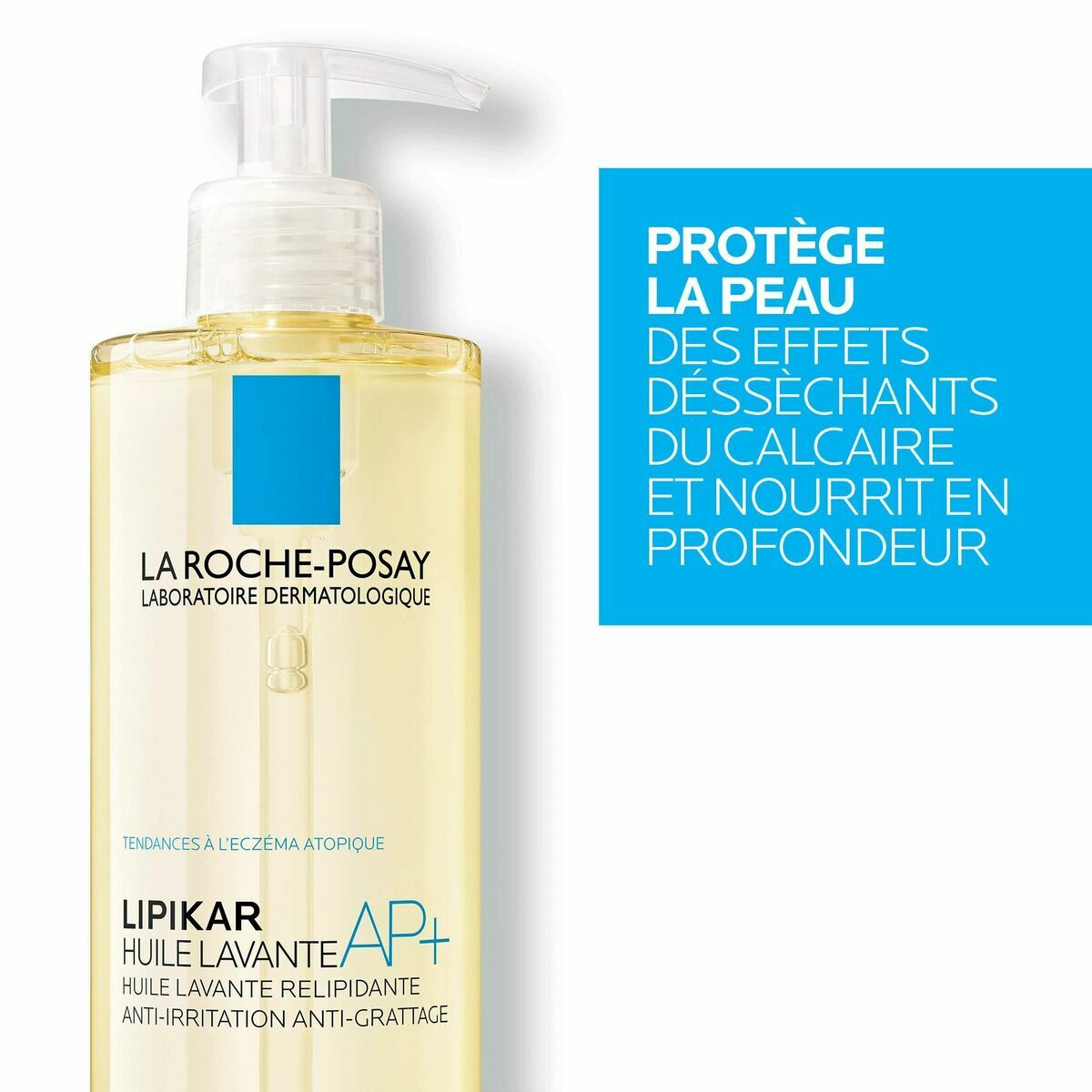 Huile de douce La Roche Posay LIPIKAR 400 ml, soin dermatologique pour peau atopique, apaisante et nourrissante.
