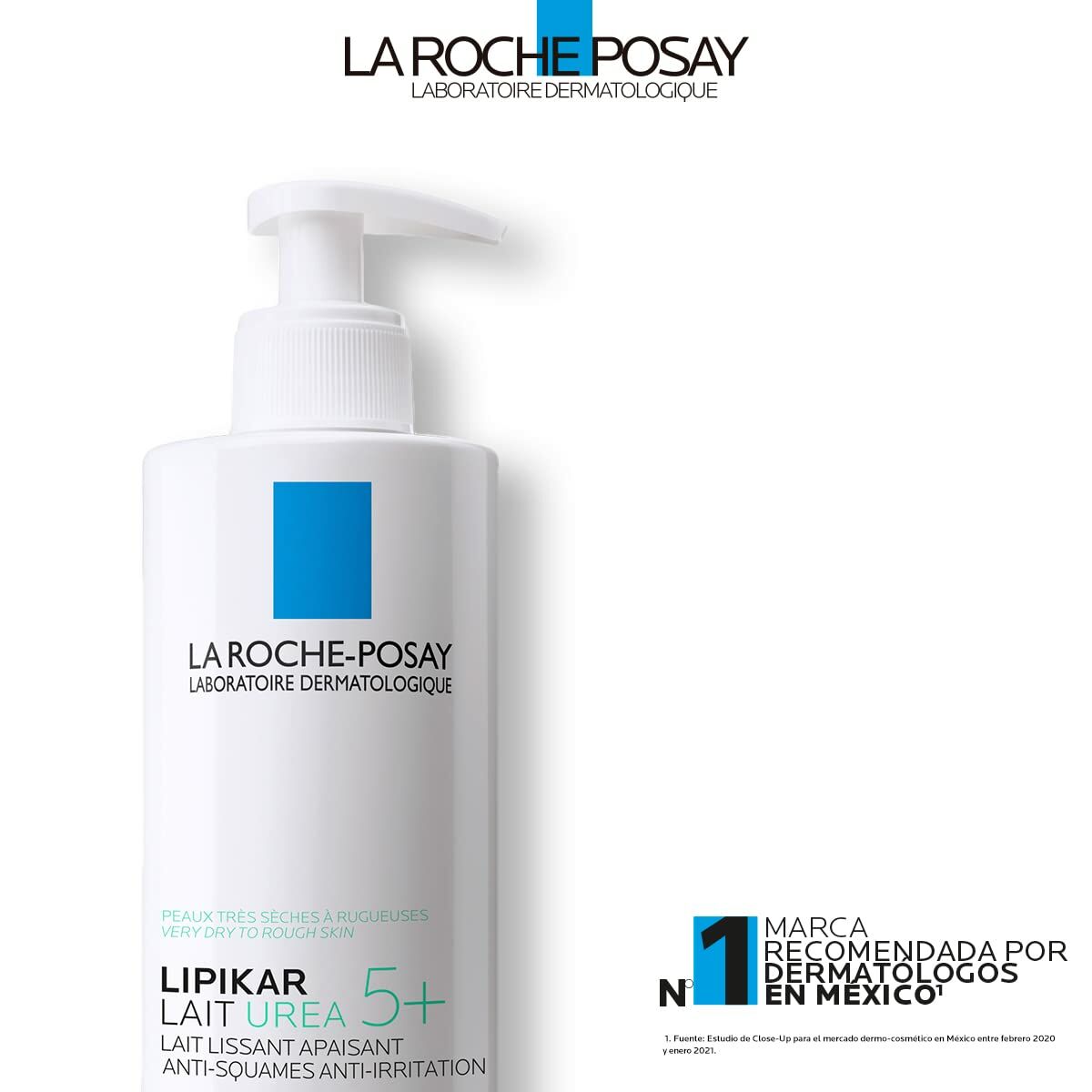 Lotion hydratante La Roche Posay Lipikar Lait Urea 5+, apaisante pour peaux très sèches, 400 ml.