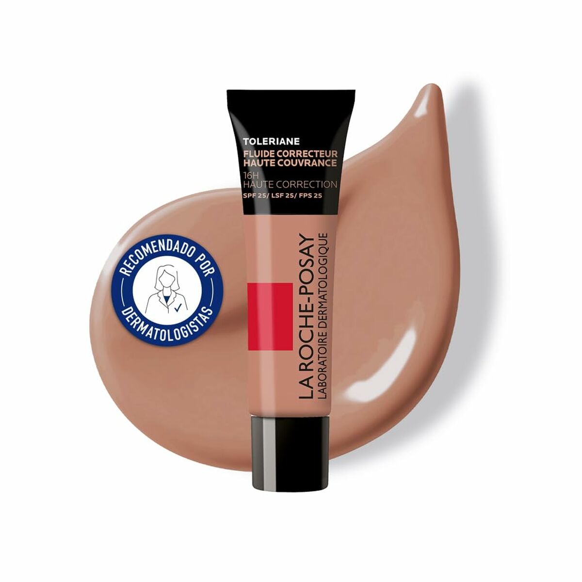 Maquillage liquide La Roche Posay TOLERIANE Nº 11, correcteur haute couvrance SPF 25, 30 ml, recommandé par dermatologues.