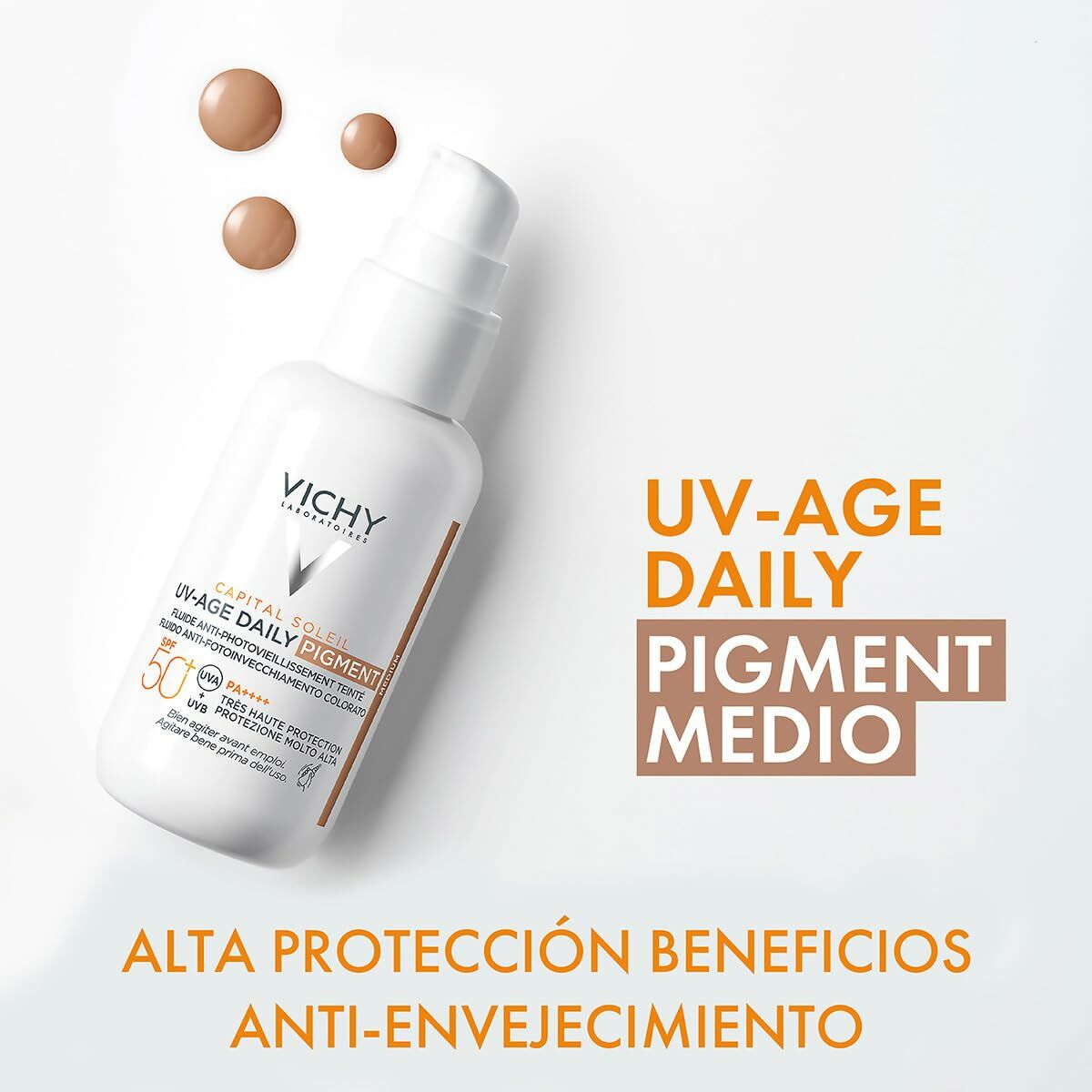 Set de Maquillage Vichy CAPITAL SOLEIL UV-Age Daily Pigment, protection solaire haute pour peau sensible.