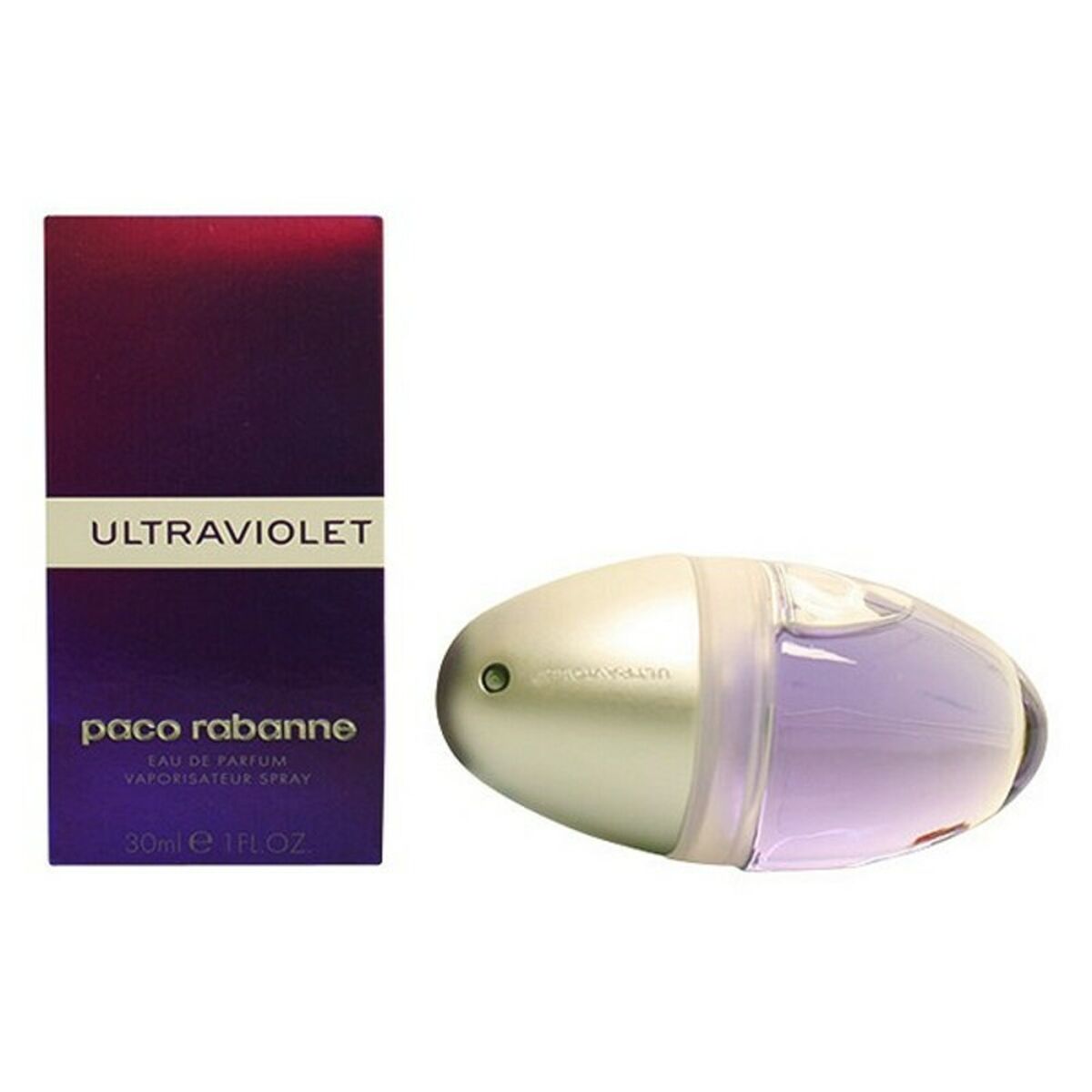 Paco Rabanne Ultraviolet EDP 30ml perfume bottle with box, showcasing feminine fragrance and design.