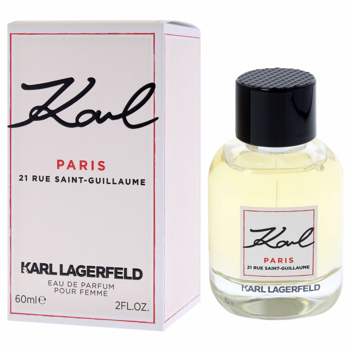 Parfum Femme Karl Lagerfeld Karl Paris 21 Rue Saint-Guillaume, 60ml EDP, élégant flacon et emballage.