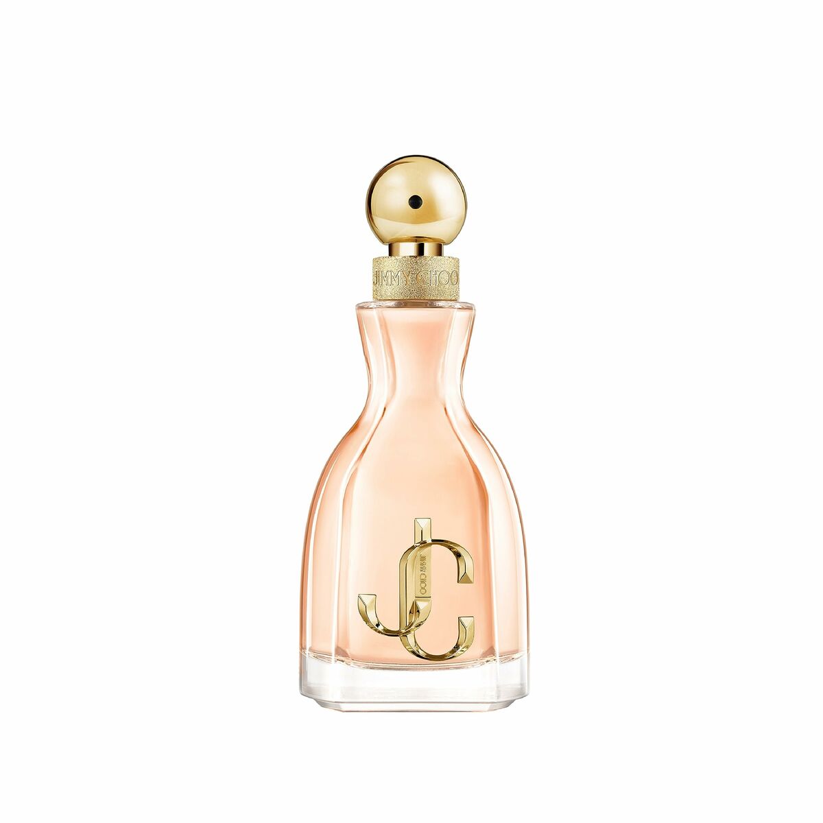 Bouteille de parfum Jimmy Choo I Want Choo EDP 60 ml, élégante et féminine avec logo doré.