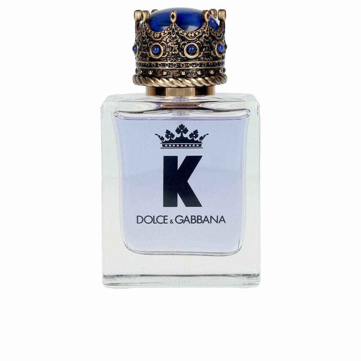 Parfum Homme D&G I0098940 EDT 50 ml avec un flacon élégant et un bouchon orné d'une couronne.