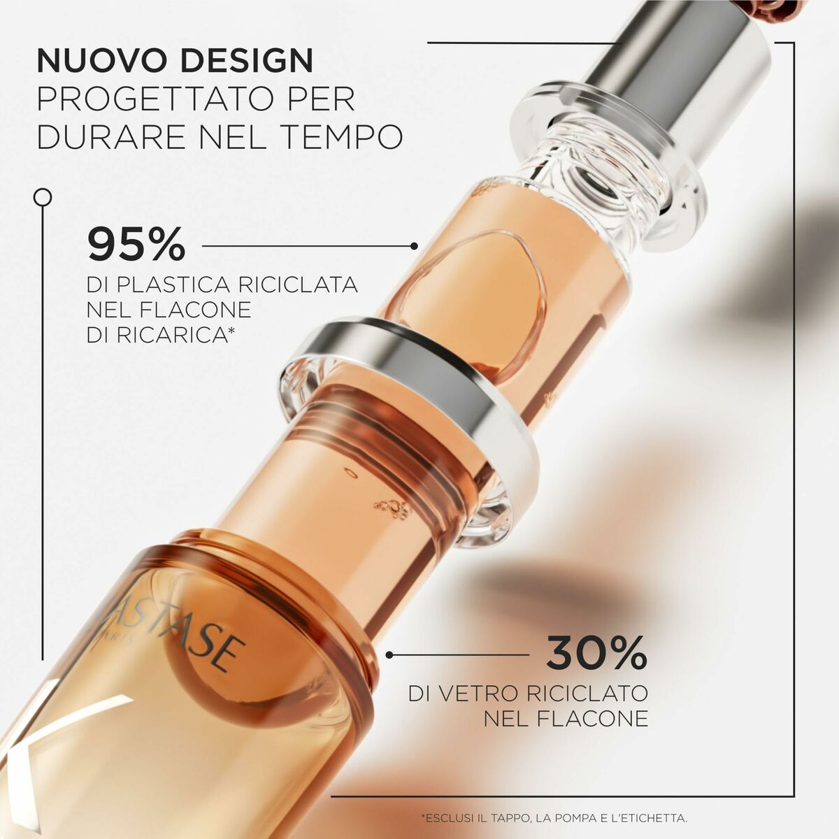 Masque Kerastase design durable avec 95% de plastique recyclé et 30% de verre recyclé.