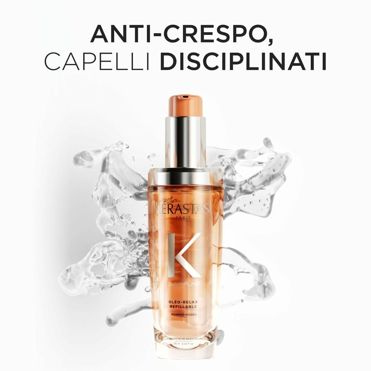 Kerastase discipline hair serum, anti-frizz treatment for smooth and disciplined hair.
