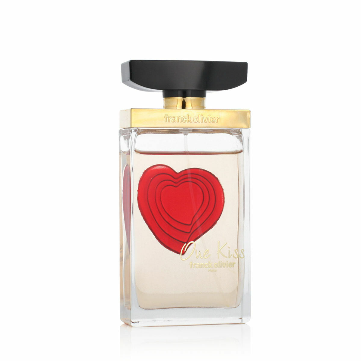 Parfum Femme Franck Olivier One Kiss 75 ml, bouteille avec design de coeur rouge, parfum féminin authentique.
