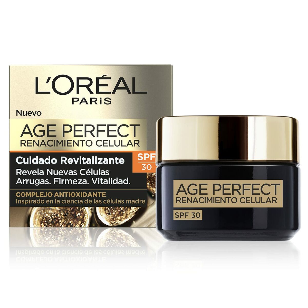 Crème visage L'Oreal Age Perfect Cell Renewal SPF 30, 50 ml, pour une peau revitalisée et protégée des UV.
