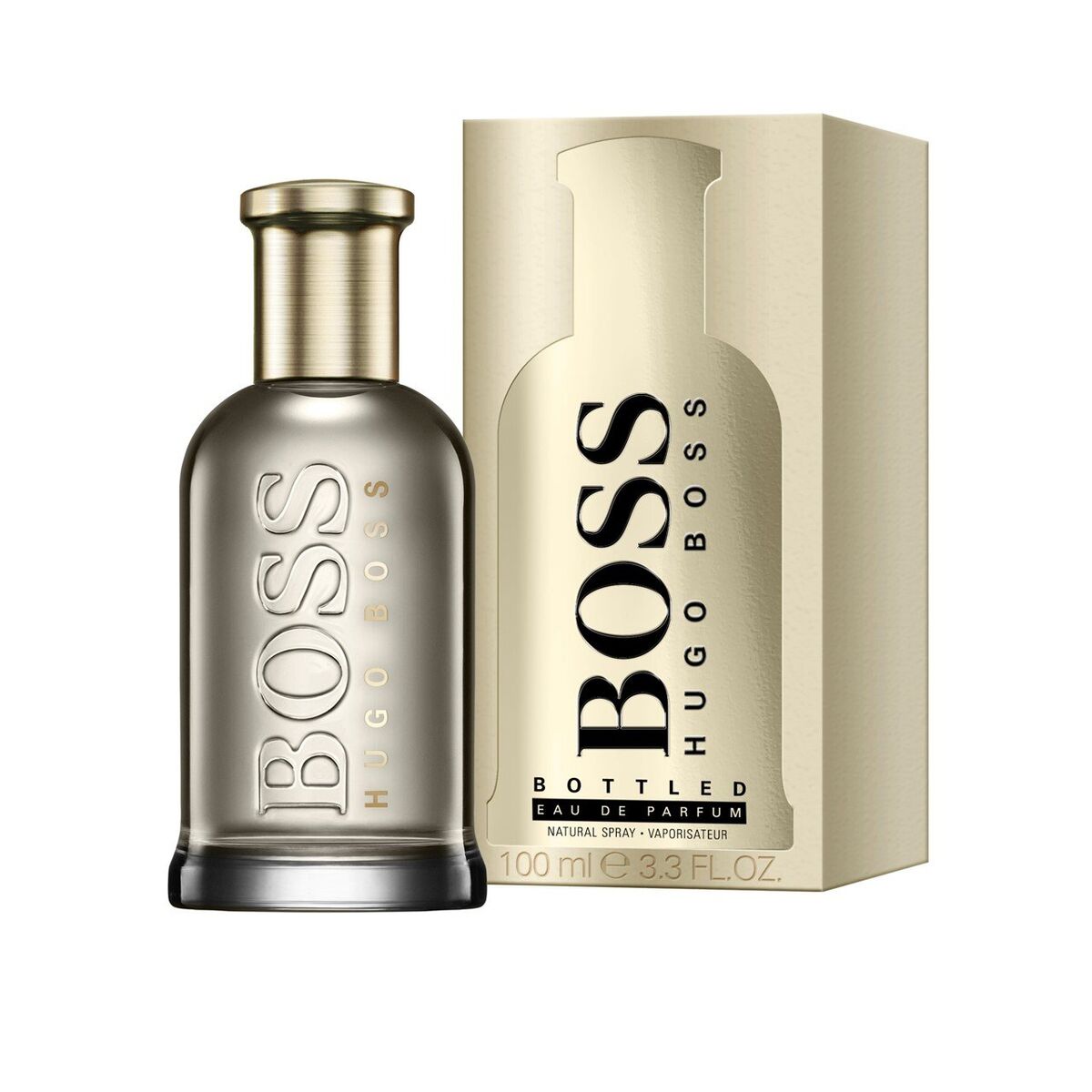 Hugo Boss Boss Bottled EDP 100 ml perfume bottle and box, authentic men's fragrance for a memorable scent.