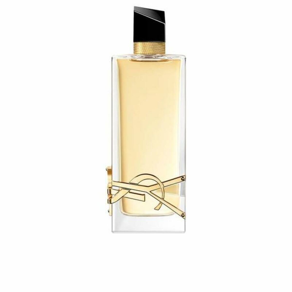 Flacon de parfum femme Yves Saint Laurent EDP, 150 ml, élégant design transparent avec accents dorés.