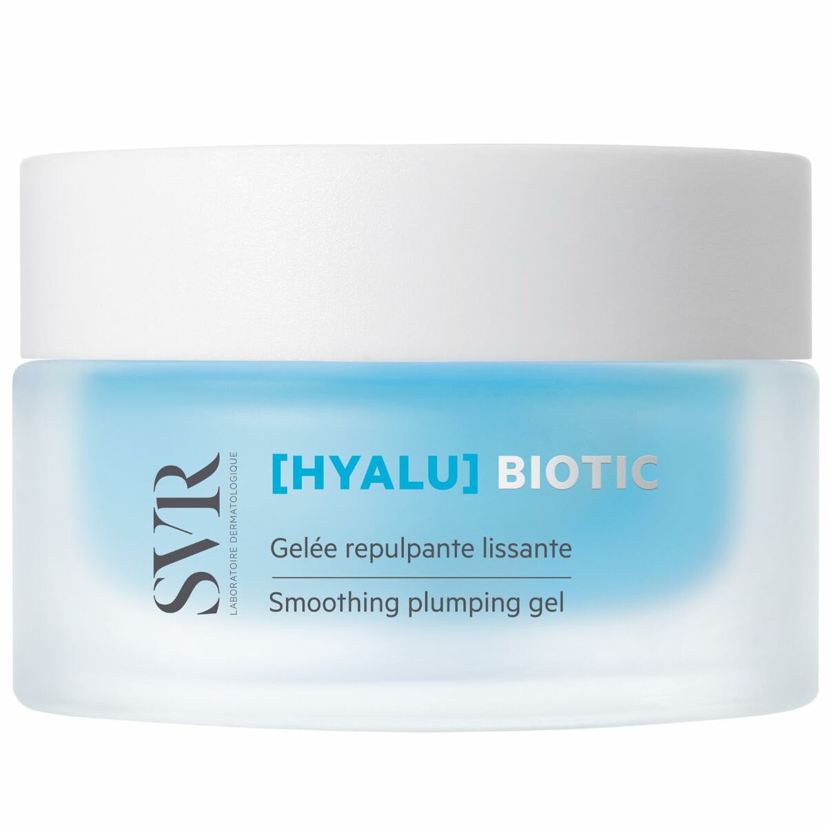 SVR [HYALU] BIOTIC smoothing plumping gel 50ml in a clear jar for effective skincare and hydration.