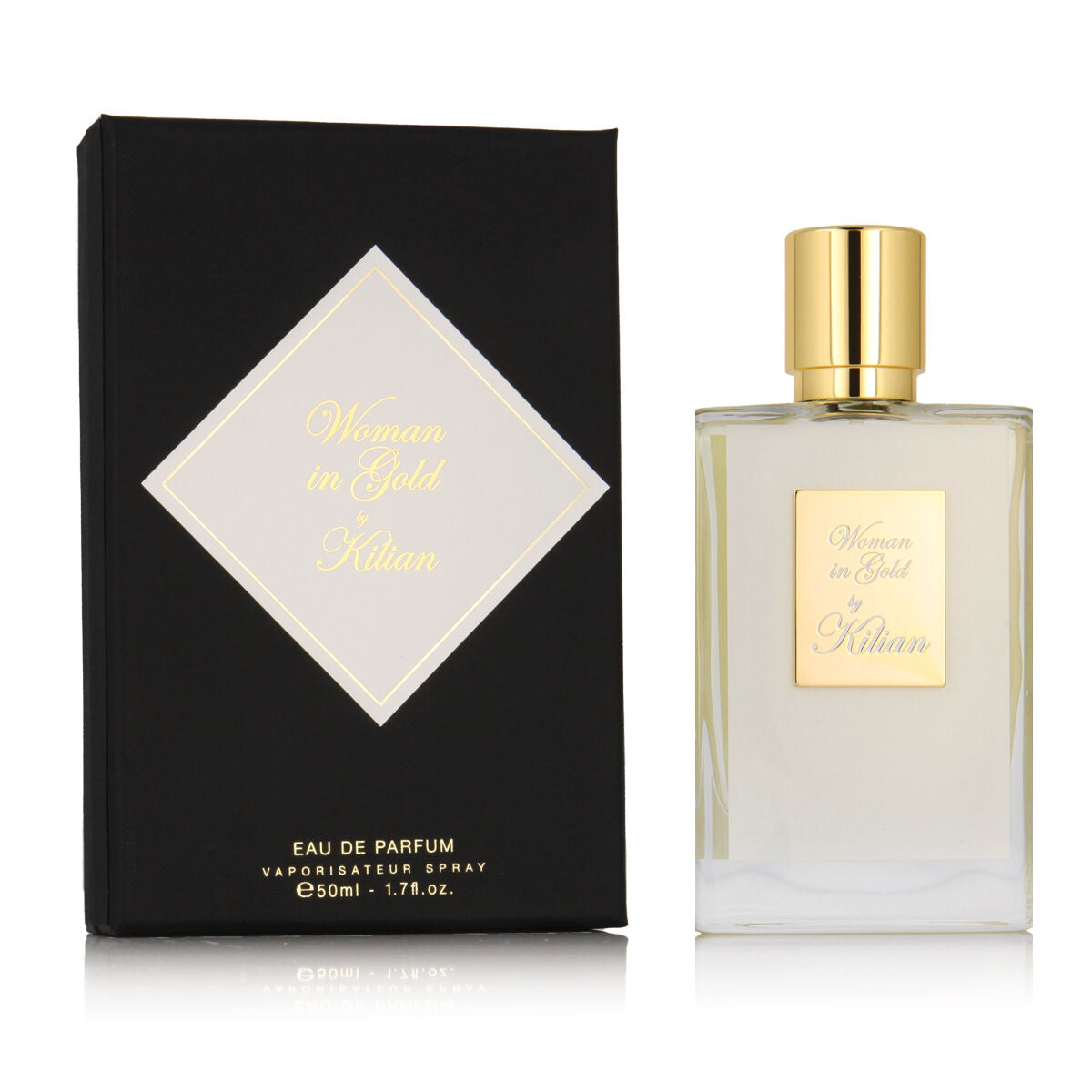 Parfum Femme Kilian Woman in Gold EDP 50 ml in elegant packaging, showcasing authenticity and femininity.