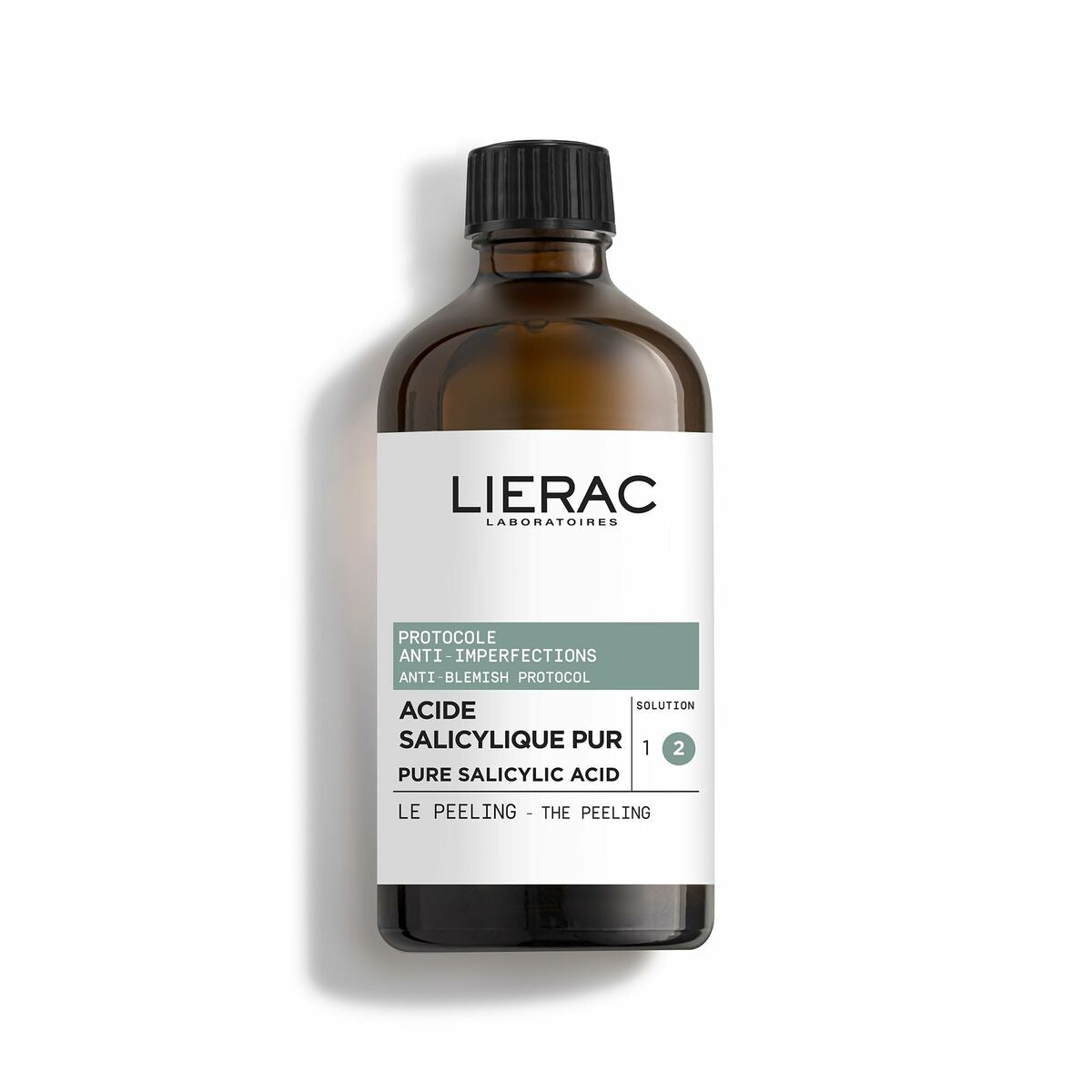 Bouteille d'acide salicylique pur Lierac pour soin anti-imperfections et peeling de la peau.