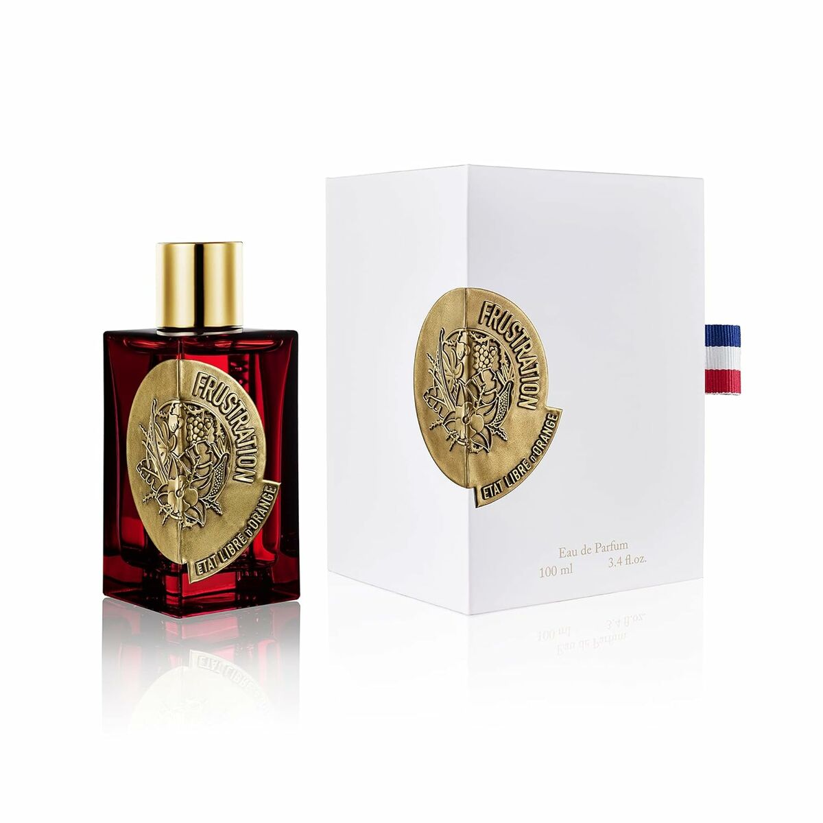 Parfum Femme Etat Libre D'Orange Frustration 100 ml EDP, bottle and box showcasing unique design and femininity.
