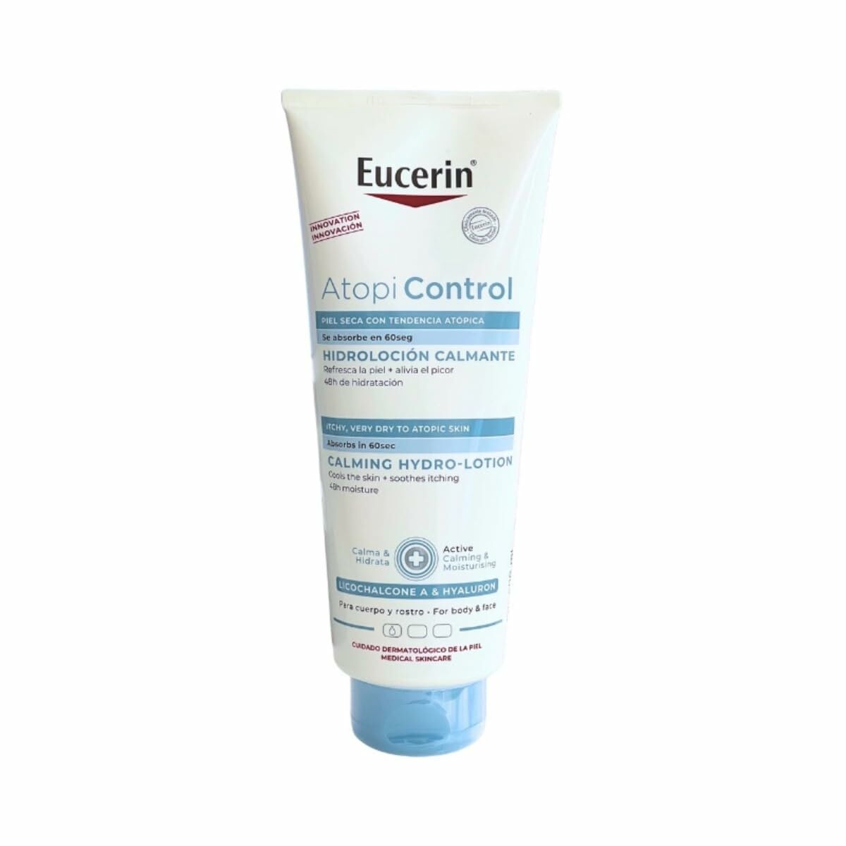 Eucerin AtopiControl Calming Hydro-Lotion 400ml, designed for dry and atopic skin relief, fragrance-free, unisex skincare.