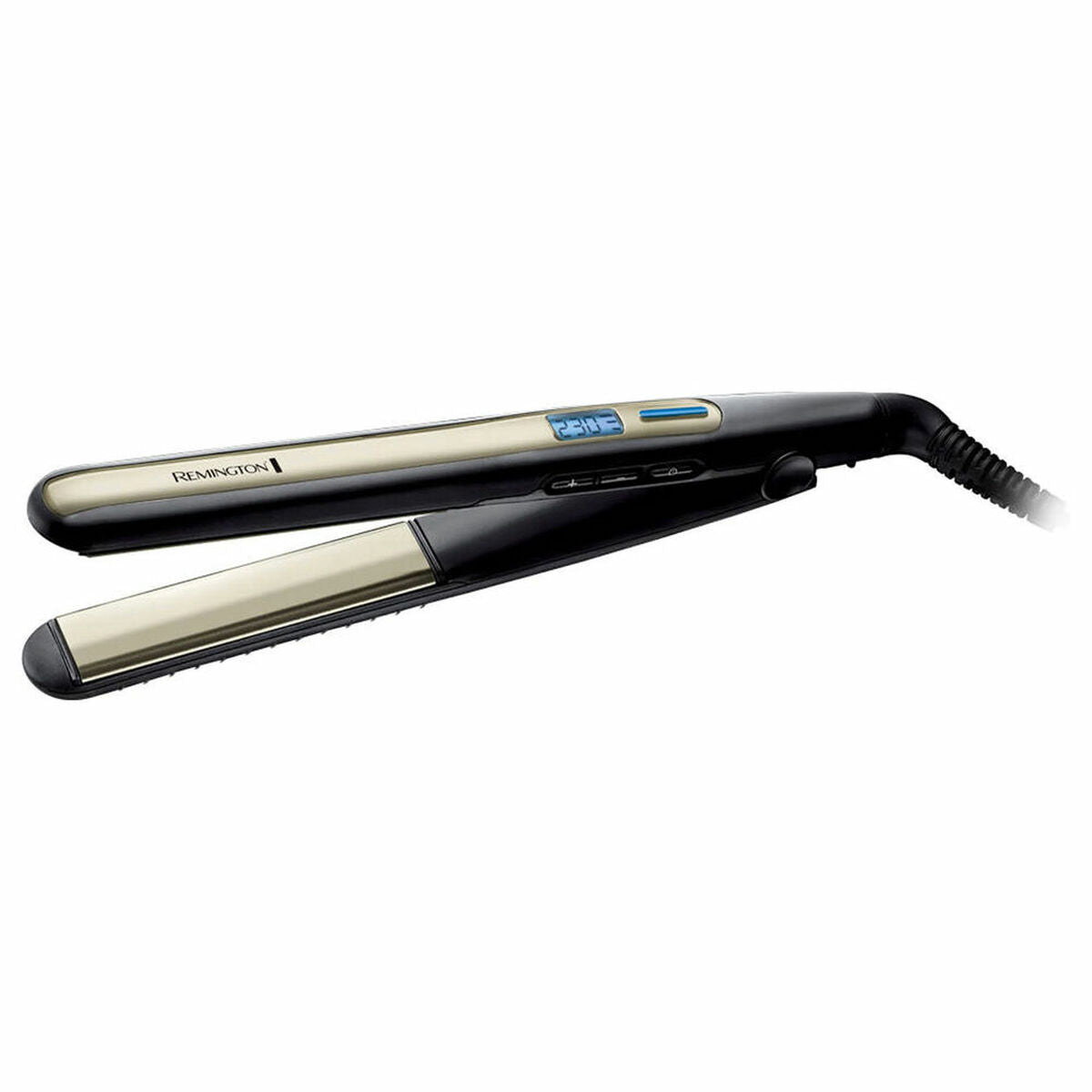 Lisseur à cheveux Remington Sleek & Curl Noir avec plaques en céramique, idéal pour tous types de cheveux.