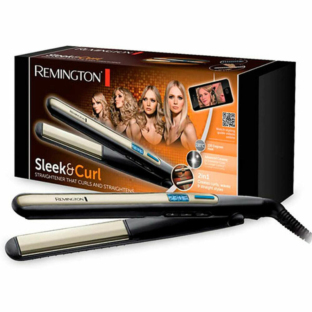 Lisseur à cheveux Remington S6500, 150°C - 230°C, idéal pour lisser et boucler votre chevelure.