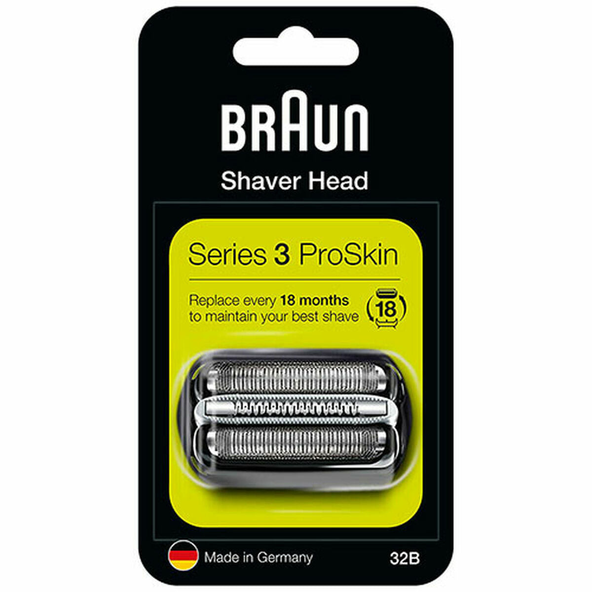 Tête de rechange Braun 32B pour rasoir électrique, compatible avec Serie 3, couleur noir, entretien optimal de votre rasage.