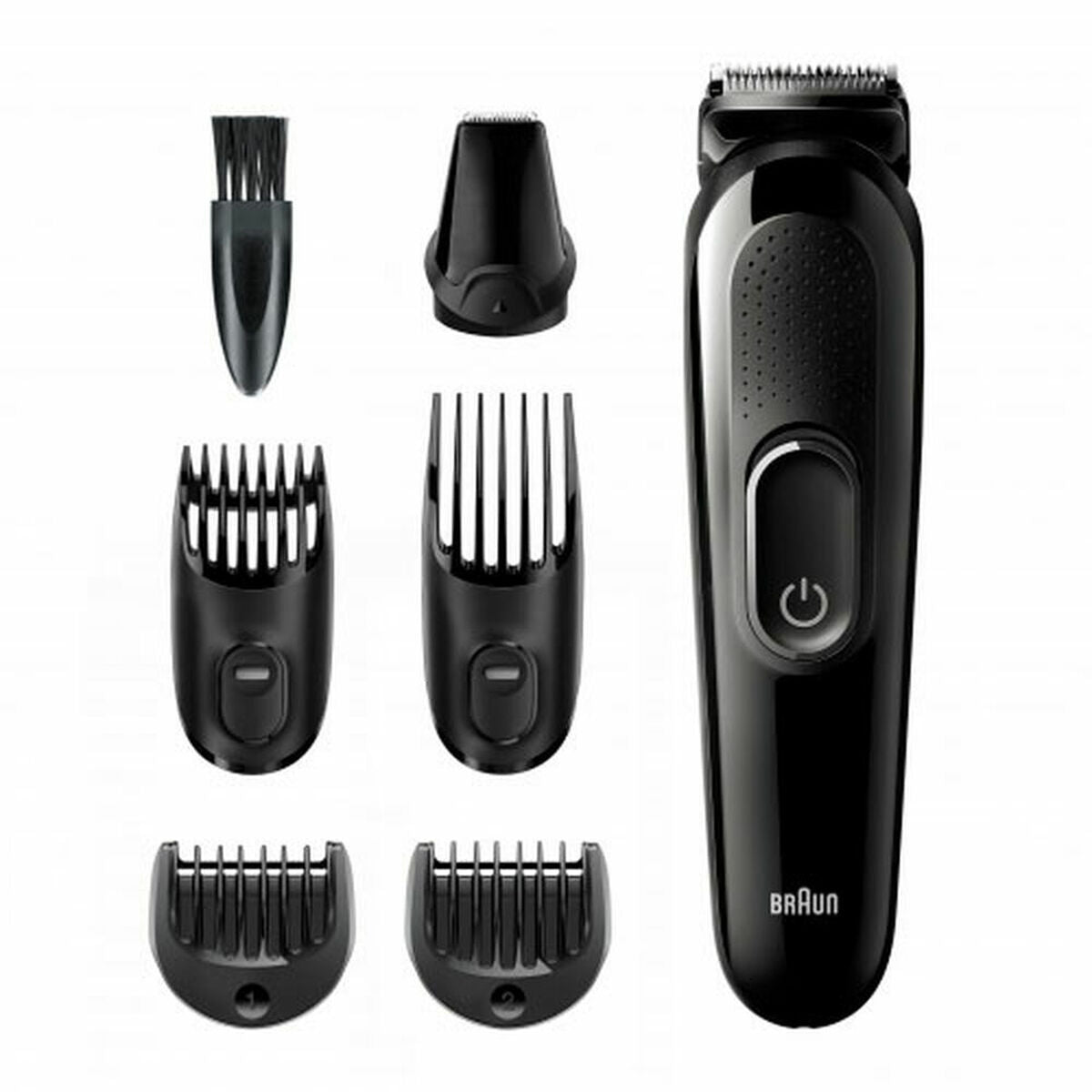 Coupes Sans Fil Braun MGK3225 avec accessoires pour soin du corps, batterie rechargeable et design moderne.