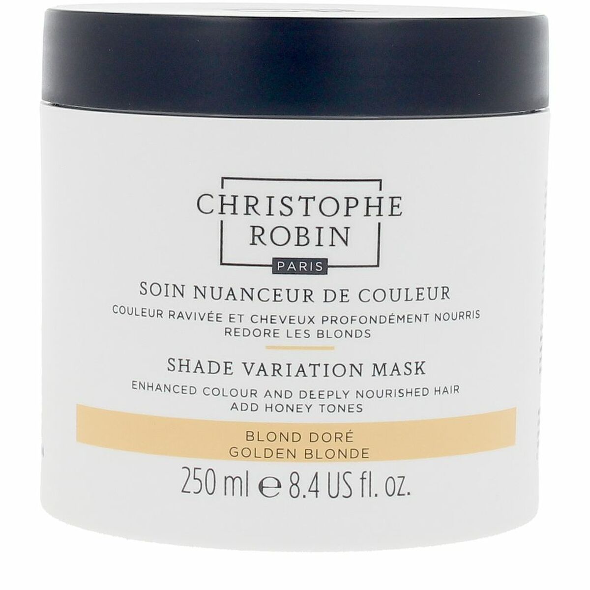 Masque pour Cheveux Teints Christophe Robin SHADE VARIATION MASKS, 250 ml, soin couleur Blond Doré.