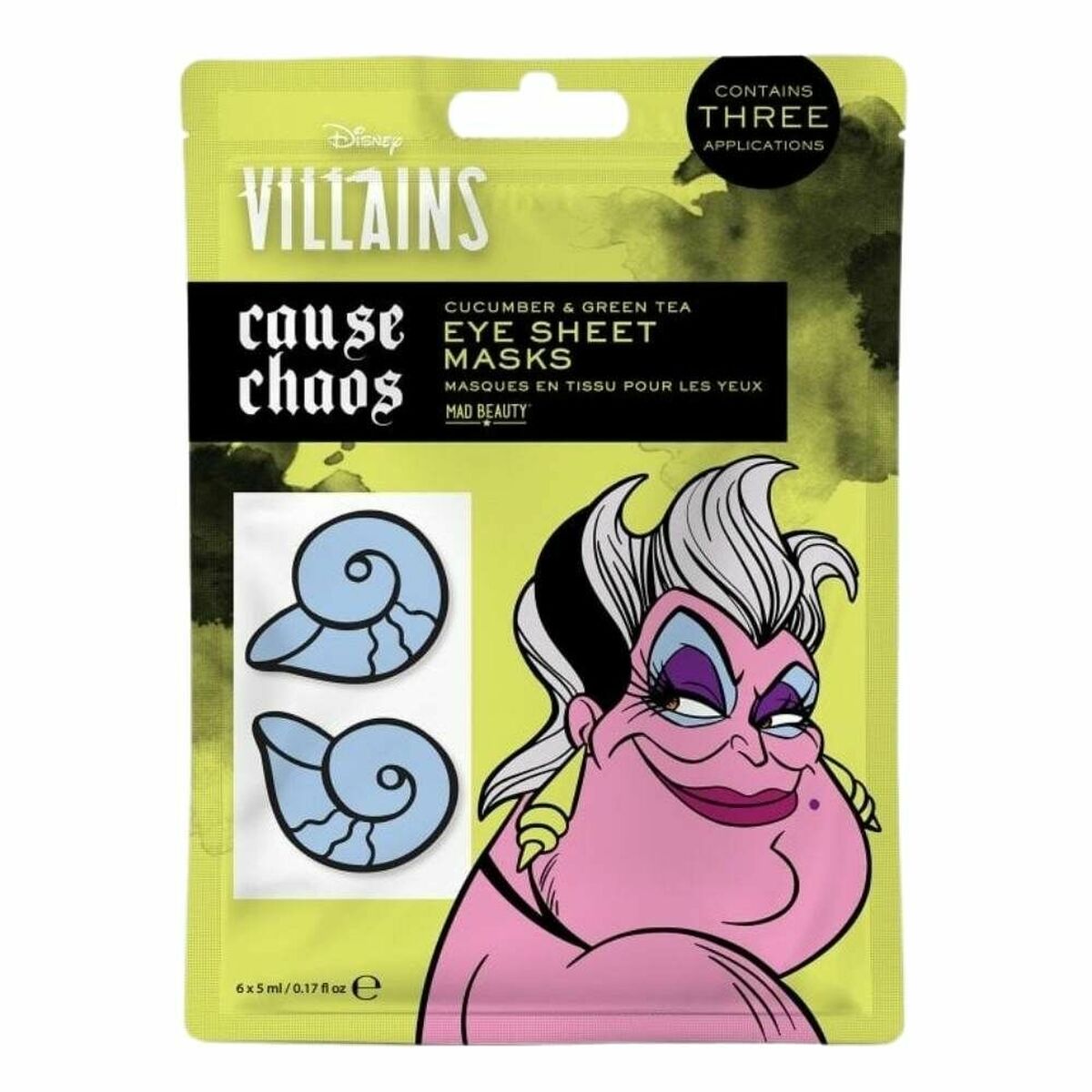 Masque contour des yeux Mad Beauty Disney Villains Ursula (6 x 5 ml)