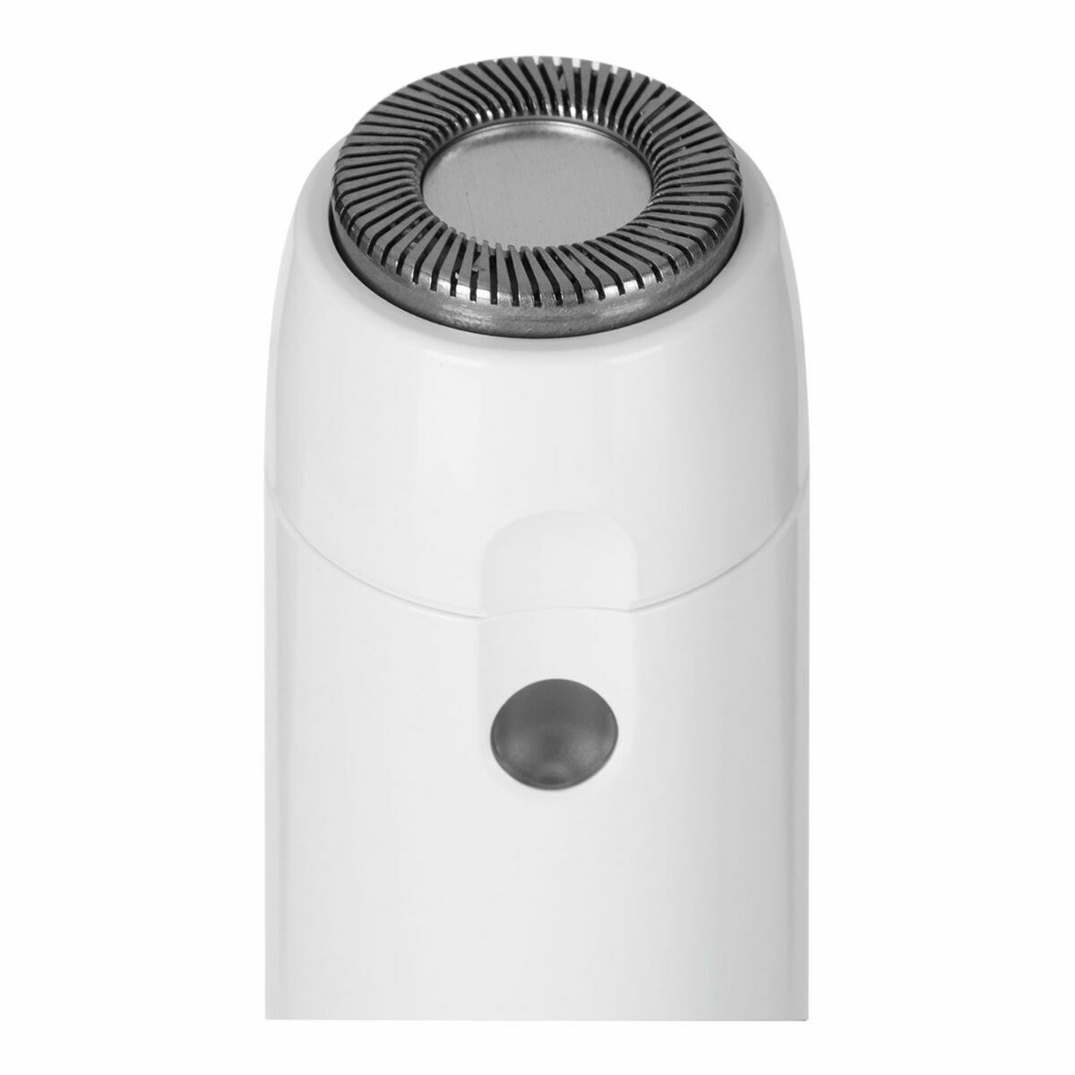 Épilateur électrique Braun blanc avec tête flottante et bouton de fonctionnement sur le côté.
