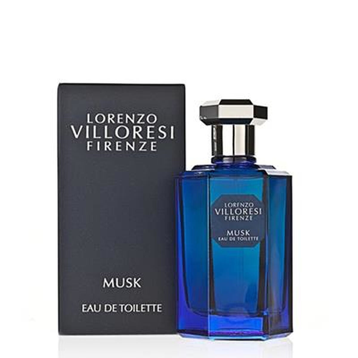 Parfum Unisexe Lorenzo Villoresi Firenze Musk 100 ml en flacon bleu, avec boîte noire, Eau de Toilette.