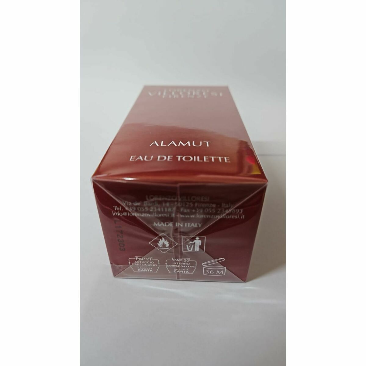 Parfum Femme Lorenzo Villoresi Firenze Alamut 100 ml eau de toilette packaging, made in Italy.