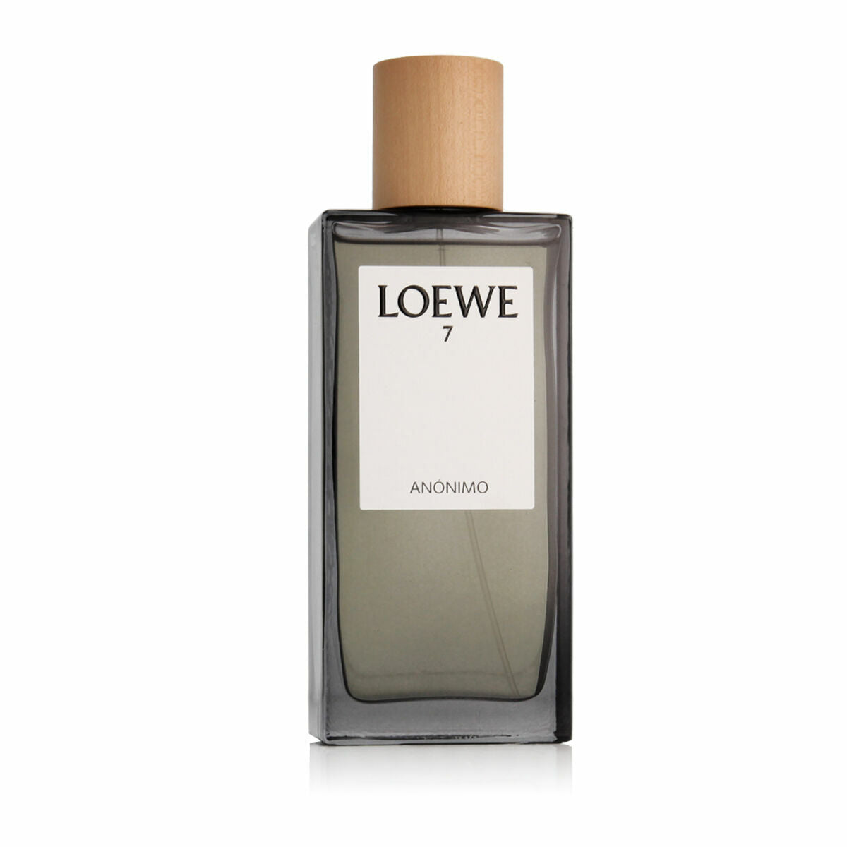 Loewe 7 Anonimo EDP 100 ml bottle with natural wood cap, elegant design for men's fragrance.