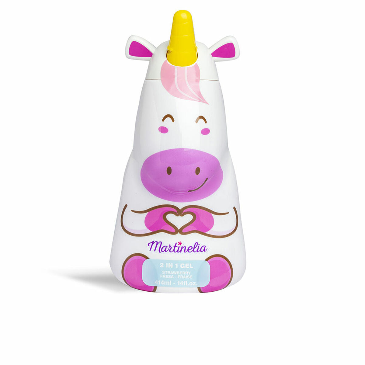 Martinelia LITTLE UNICORN 2-in-1 gel for kids in a playful unicorn-shaped bottle.