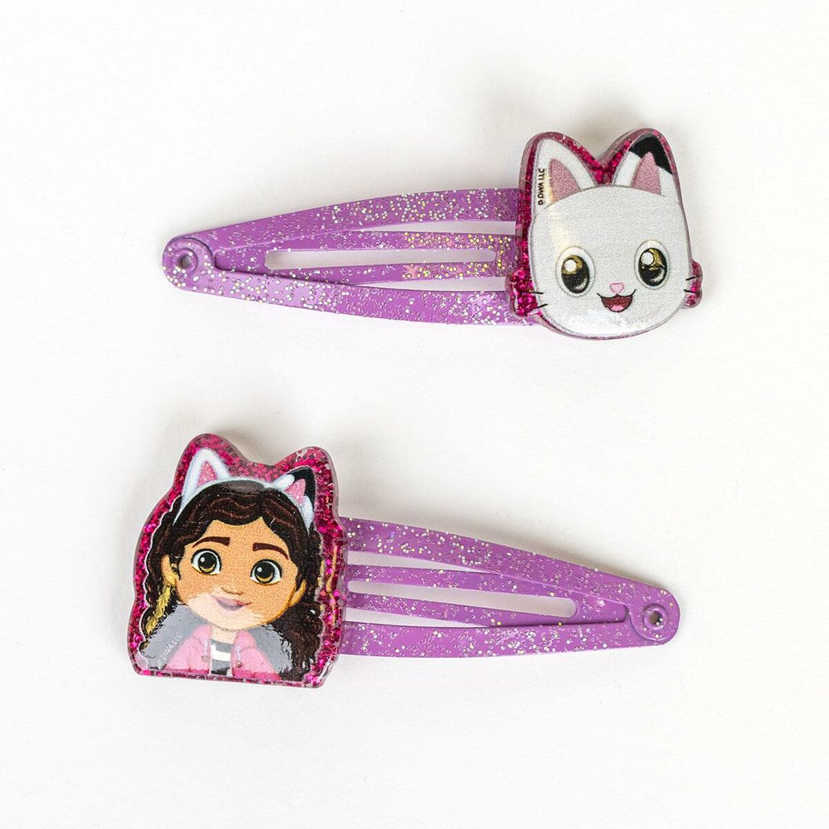 Accessoires cheveux Gabby's Dollhouse, barrettes en forme de chat, 4 pièces, rose et pailletées, pour enfants.