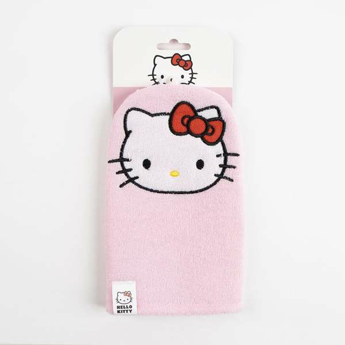Gant de toilette Hello Kitty rose avec motif mignon, idéal pour l'hygiène intime quotidienne.
