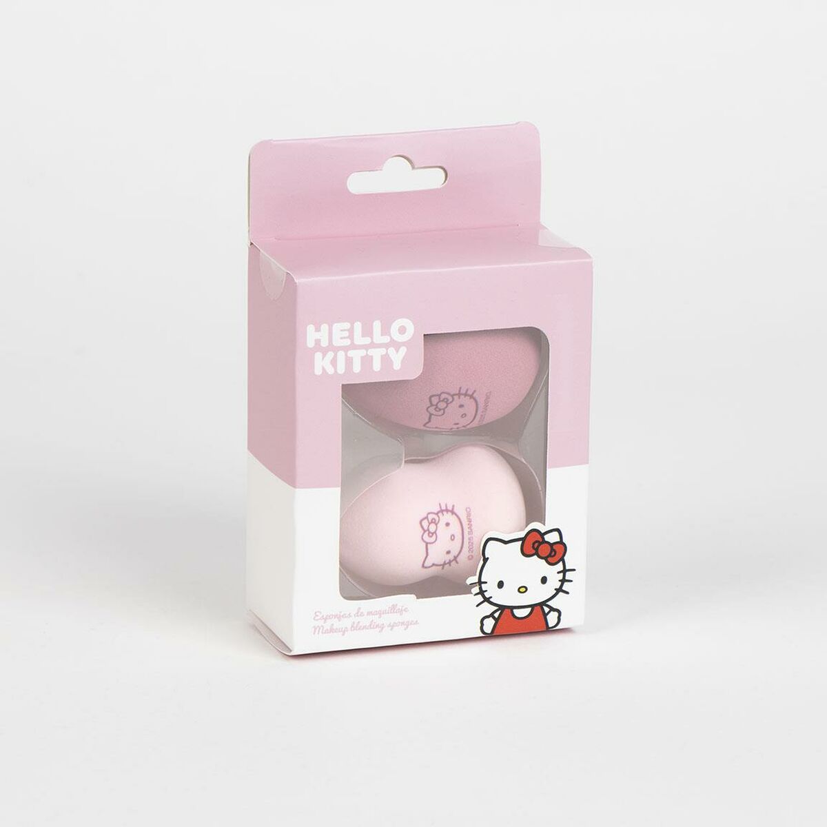 Éponges de maquillage Hello Kitty en boîte rose, 2 unités, en polyuréthane, parfaites pour sublimer votre beauté.